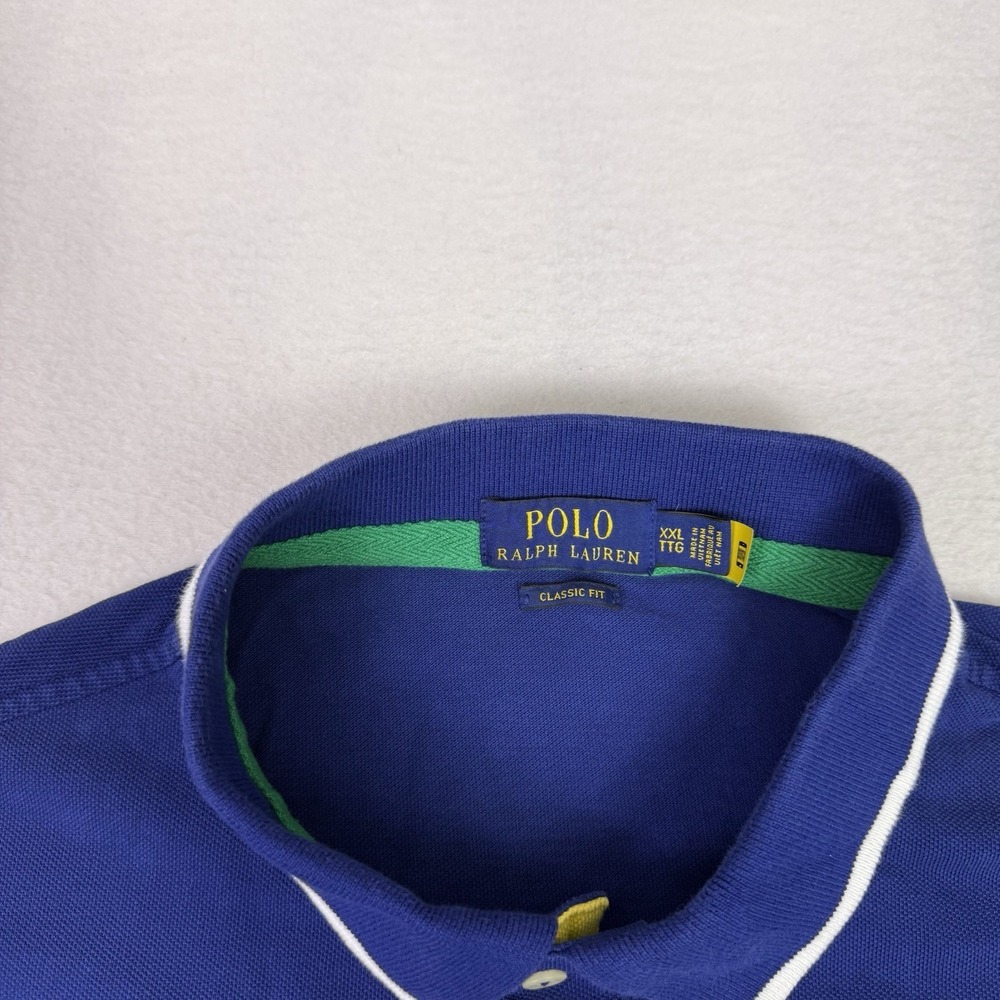Polo Ralph Lauren XXL Big Pony Yacht Club Nautical Blue Polo Shirt Classic Fit - Picture 2 of 8